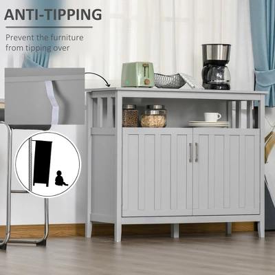 HOMCOM Sideboard Buffet Server Table With 2 Doors, Kitchen Storage Cabinet With Adjustable Shelves For Kitchen 6 HOMCOM Sideboard Buffet Server Table With 2 Doors, Kitchen Storage Cabinet With Adjustable Shelves For Kitchen - Image 4