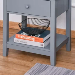 HOMCOM Modern Style Nightstand, Side Table With Drawer And Storage Shelf For Bedroom, Or Living Room, Gray -Homcom Shop GUEST 28e6de70 b9ae 4c9d 8b2b 6b7c1d05cd2d