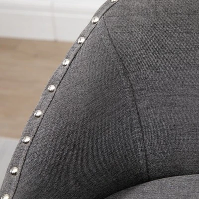 HOMCOM Bar Stools Set Of 4, Linen Fabric Kitchen Counter Stools With Nailhead Trim, Rubber Wood Legs And Footrest For Dining Room, Pub, Dark Gray 7 HOMCOM Bar Stools Set Of 4, Linen Fabric Kitchen Counter Stools With Nailhead Trim, Rubber Wood Legs And Footrest For Dining Room, Pub, Dark Gray - Image 5