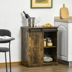 HOMCOM Industrial Sideboard Storage Cabinet, Serving Bar Buffet With Sliding Barn Door And 6-Bottle Wine Rack 10 HOMCOM Industrial Sideboard Storage Cabinet, Serving Bar Buffet With Sliding Barn Door And 6-Bottle Wine Rack -Homcom Shop GUEST 2980e58e 2e32 4299 8396 cb5aef119106