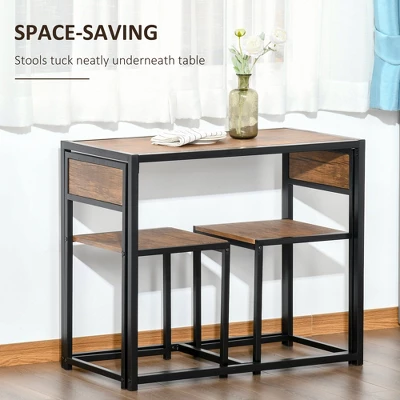 HOMCOM Industrial 3-Piece Dining Table And 2 Chair Set For Small Space In The Dining Room Or Kitchen 5 HOMCOM Industrial 3-Piece Dining Table And 2 Chair Set For Small Space In The Dining Room Or Kitchen - Image 3