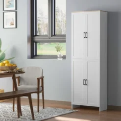 HOMCOM 72" Freestanding Kitchen Pantry, 4-Door Storage Cabinet Organizer With Adjustable Shelves, Kitchen Cabinet With Doors And Shelves, White 11 HOMCOM 72" Freestanding Kitchen Pantry, 4-Door Storage Cabinet Organizer With Adjustable Shelves, Kitchen Cabinet With Doors And Shelves, White -Homcom Shop GUEST 29c67afd 723e 49ca b737 a41c3df6d08d