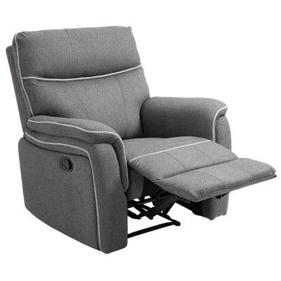 HOMCOM Manual Recliner Armchair With Thick Padded Headrest, Back And Footrest And Adjustable 150 Degree Angle, Gray 5 HOMCOM Manual Recliner Armchair With Thick Padded Headrest, Back And Footrest And Adjustable 150 Degree Angle, Gray - Image 3