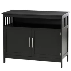 HOMCOM Kitchen Sideboard, Buffet Cabinet, Wooden Storage Console Table With 2-Level Cabinet And Open Shelf, Black -Homcom Shop GUEST 2a34b615 4ece 4e5d 9f89 f815e094b1e0