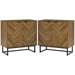 HOMCOM Sideboard Accent Storage Cabinet Double Door Kitchen Cupboard With 3 Level Adjustable Shelf Set Of 2 Walnut -Homcom Shop GUEST 2c1868b8 47e0 4210 a6eb 33907f7a0e76