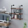 HOMCOM 3-Tier Industrial Pipe Shelves, Floating Wall Mounted Bookshelf, Metal Frame Display Rack For Living Room Or Bedroom, Rustic Brown 1 HOMCOM 3-Tier Industrial Pipe Shelves, Floating Wall Mounted Bookshelf, Metal Frame Display Rack For Living Room Or Bedroom, Rustic Brown -Homcom Shop GUEST 2c436d70 303b 42c6 8ddf d33b16c2ee40