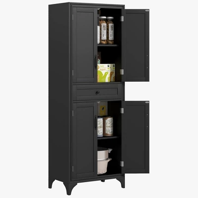HOMCOM 67" Tall Freestanding Kitchen Pantry Cabinet, 4-Door Storage Cabinet With Drawer And Adjustable Shelves For Dining Room 5 HOMCOM 67" Tall Freestanding Kitchen Pantry Cabinet, 4-Door Storage Cabinet With Drawer And Adjustable Shelves For Dining Room - Image 3