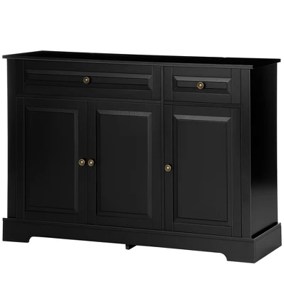 HOMCOM Sideboard Buffet Cabinet, Modern Kitchen Cabinet With 2 Drawers And Adjustable Shelves, Coffee Bar Cabinet For Living Room, Black 5 HOMCOM Sideboard Buffet Cabinet, Modern Kitchen Cabinet With 2 Drawers And Adjustable Shelves, Coffee Bar Cabinet For Living Room, Black - Image 3