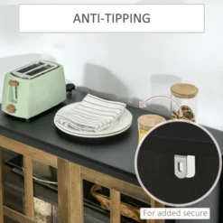 HOMCOM Kitchen Sideboard, Glass Door Buffet Cabinet, Accent Cupboard With Adjustable Storage Shelf For Living Room, Black Wood Grain -Homcom Shop GUEST 2d39fc5d 04c6 4fd0 a0ee 17ac51ff4319