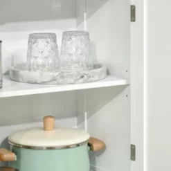 HOMCOM 63" Small Buffet With Hutch, 4-Door Kitchen Pantry, Freestanding Storage Cabinet With Adjustable Shelf For Dining Room, Living Room, White -Homcom Shop GUEST 2e4a6638 c76d 48ed a491 5bc850b01433