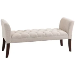 HOMCOM End Of Bed Bench With Button Tufted Design, Upholstered Bench With Arms And Solid Wood Legs For Bedroom -Homcom Shop GUEST 2f643f61 4302 4dcb a1da 153263cd8445