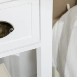 HOMCOM 2-Tier Side Table With Drawer, Narrow End Table With Bottom Shelf, For Living Room Or Bedroom, Set Of 2, White -Homcom Shop GUEST 2f7f3cca 99a0 46af 88f3 5f471bb4c375