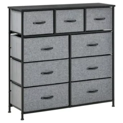 HOMCOM 9 Drawers Storage Chest Dresser Organizer Unit W/ Steel Frame, Wood Top, Easy Pull Fabric Bins, For Bedroom, Hallway, Closet, Entryway -Homcom Shop GUEST 32276574 8640 4b84 a7b6 b207947cd6eb