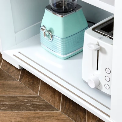 HOMCOM Modern Kitchen Sideboard, Stackable Buffet Cabinet, Sliding Glass Door Cupboard With Adjustable Shelf, White 7 HOMCOM Modern Kitchen Sideboard, Stackable Buffet Cabinet, Sliding Glass Door Cupboard With Adjustable Shelf, White - Image 5