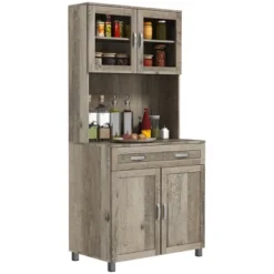 HOMCOM 67" Buffet With Hutch, Modern Kitchen Pantry, Freestanding Storage Cabinet With Framed Glass Doors, Shelves And Drawers -Homcom Shop GUEST 3419f527 5c57 48e5 af1e c4dd07ec6477