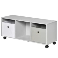 HOMCOM Kids Toy Chest With Cloth Drawers, Cabinet Storage Organizer Children Display Shelf For Toys, Clothes, Or Books For Bedroom With Wheels -Homcom Shop GUEST 34fb7e91 7ff8 45d5 998d 0e3536d39590