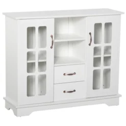 HOMCOM Modern Storage Console Cabinet With 2 Framed Glass Doors And 2 Drawers For Kitchen Or Living Room -Homcom Shop GUEST 3510f964 4e06 45bb bde0 102f06cab89f