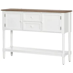 HOMCOM Console Table With Drawers, Vintage Entryway Table With 2 Drawers, Cabinets And Bottom Shelf, Retro Sofa Table For Living Room, Bedroom, White -Homcom Shop GUEST 3678e9c0 67ed 45bc 8283 cceabd2bcb11