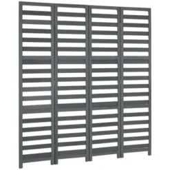 HOMCOM 5.6' 4 Panel Room Divider Folding Privacy Screen Panel, Louvred Freestanding Privacy Divider, White / Grey -Homcom Shop GUEST 37d9a024 062d 44be 975f 224f65635f90