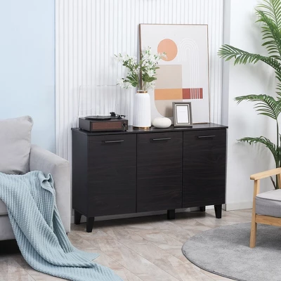 HOMCOM Sideboard Buffet Cabinet, Kitchen Cabinet With Adjustable Shelf, Coffee Bar Cabinet, Dark Walnut 3 HOMCOM Sideboard Buffet Cabinet, Kitchen Cabinet With Adjustable Shelf, Coffee Bar Cabinet, Dark Walnut