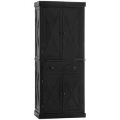 HOMCOM Freestanding Modern Farmhouse 4 Door Kitchen Pantry Cabinet, Storage Cabinet Organizer With 6-Tiers, 1 Drawer And 4 Adjustable Shelves -Homcom Shop GUEST 384a03a4 b7b7 4156 9ed0 dbe7c53429d8