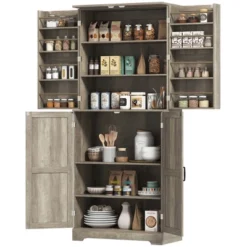 HOMCOM 72" Farmhouse Kitchen Pantry Cabinet, Tall Storage Cabinet With 4 Barn Doors, 4 Adjustable Shelves, 8 Door Shelves 11 HOMCOM 72" Farmhouse Kitchen Pantry Cabinet, Tall Storage Cabinet With 4 Barn Doors, 4 Adjustable Shelves, 8 Door Shelves -Homcom Shop GUEST 3900bb25 2b2e 4a05 b83a 42fb75d4b51a
