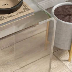 HOMCOM Acrylic Side Table, Modern Waterfall End Table With Rounded Edges For Small Spaces, 21" X 12" X 21", Clear -Homcom Shop GUEST 39f8b0ad eb65 4991 b3f8 e10664bf1c98