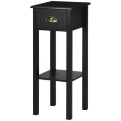 HOMCOM 2-Tier Side Table With Drawer, Narrow End Table With Bottom Shelf, For Living Room Or Bedroom, Black 9 HOMCOM 2-Tier Side Table With Drawer, Narrow End Table With Bottom Shelf, For Living Room Or Bedroom, Black -Homcom Shop GUEST 3a960981 43aa 4dad bbba c4e61ae8b2a6