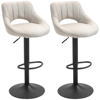HOMCOM Modern Bar Stools Set Of 2 Swivel Bar Height Barstools Chairs With Adjustable Height, Round Heavy Metal Base, And Footrest 10 HOMCOM Modern Bar Stools Set Of 2 Swivel Bar Height Barstools Chairs With Adjustable Height, Round Heavy Metal Base, And Footrest - Image 8