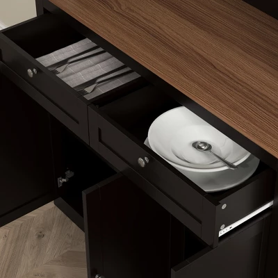 HOMCOM 71" Tall Kitchen Pantry Storage Cabinet With 2 Drawers, Microwave Cabinet With Adjustable Shelves And Glass Doors, Black 6 HOMCOM 71" Tall Kitchen Pantry Storage Cabinet With 2 Drawers, Microwave Cabinet With Adjustable Shelves And Glass Doors, Black - Image 4