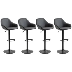 HOMCOM Adjustable Bar Stools Set Of 4, Swivel Barstools With Footrest And Back, PU Leather And Steel Round Base, For Kitchen Counter, Black -Homcom Shop GUEST 3c892c4b 7cba 4073 9113 6cef16cdfa55