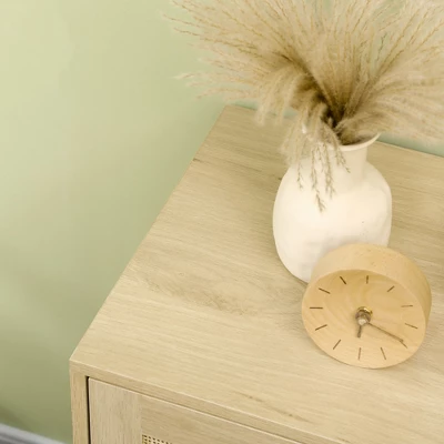 HOMCOM Accent Cabinet, Sideboard Buffet Cabinet With Rattan Doors, Adjustable Shelf And Metal Base, Boho Storage Cabinet, Natural 6 HOMCOM Accent Cabinet, Sideboard Buffet Cabinet With Rattan Doors, Adjustable Shelf And Metal Base, Boho Storage Cabinet, Natural - Image 4