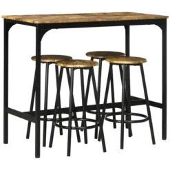HOMCOM 5-Piece Counter Height Bar Table And Chairs Set, Rustic Bar Table With Stools, Kitchen Table 4 Chair Bar Table With Wooden Top -Homcom Shop GUEST 3e74f3b4 0eab 4620 9264 566a5d9b2000