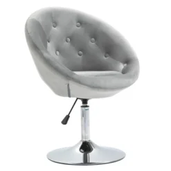 HOMCOM Modern Makeup Vanity Chair Round Tufted Swivel Accent Chair With Chrome Frame Height Adjustable For Living Room -Homcom Shop GUEST 3eb7ddde 9759 4cbd babc 4be95b58f243