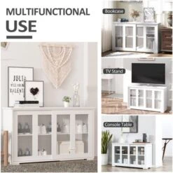HOMCOM Modern Kitchen Sideboard, Stackable Buffet Cabinet, Sliding Glass Door Cupboard With Adjustable Shelf, White 10 HOMCOM Modern Kitchen Sideboard, Stackable Buffet Cabinet, Sliding Glass Door Cupboard With Adjustable Shelf, White -Homcom Shop GUEST 3ed9c3da 2891 4073 b088 36da01baffff