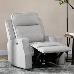 HOMCOM Electric Power Recliner Armchair With USB Charging Station, Sofa Recliner With Linen Upholstered Seat And Retractable Footrest, Gray -Homcom Shop GUEST 3ede51c7 564a 457d 9f57 93763a6cea14
