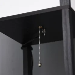 HOMCOM Modern Floor Lamp With Shelves & Dual Ambient Lighting, Tall Standing Lamp For Living Room, Bedroom, Fabric Lampshade, Black -Homcom Shop GUEST 4002854c 1215 4198 a458 5da1bc6d8657