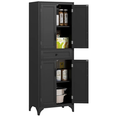 HOMCOM 67" Tall Freestanding Kitchen Pantry Cabinet, 4-Door Storage Cabinet With Drawer And Adjustable Shelves For Dining Room 8 HOMCOM 67" Tall Freestanding Kitchen Pantry Cabinet, 4-Door Storage Cabinet With Drawer And Adjustable Shelves For Dining Room - Image 6
