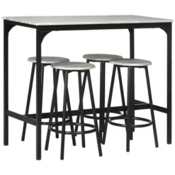 HOMCOM 5-Piece Counter Height Bar Table And Chairs Set, Rustic Bar Table With Stools, Kitchen Table 4 Chair Bar Table With Wooden Top -Homcom Shop GUEST 40adfa7b 418d 43da a504 dfc4d7e77a20
