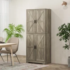 HOMCOM 72" Farmhouse Kitchen Pantry Cabinet, Tall Storage Cabinet With 4 Barn Doors, 4 Adjustable Shelves, 8 Door Shelves 13 HOMCOM 72" Farmhouse Kitchen Pantry Cabinet, Tall Storage Cabinet With 4 Barn Doors, 4 Adjustable Shelves, 8 Door Shelves -Homcom Shop GUEST 40cc276d 2e69 40e8 ba4a a7be7fe6a010