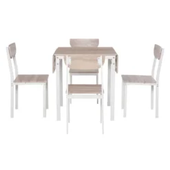 HOMCOM Modern 5-Piece Dining Table Set For 4 With Foldable Drop Leaf, 4 Chairs, And Metal Frame For Small Spaces, White 9 HOMCOM Modern 5-Piece Dining Table Set For 4 With Foldable Drop Leaf, 4 Chairs, And Metal Frame For Small Spaces, White -Homcom Shop GUEST 40d8f672 eff2 4dfe 8886 39a497a96c1c