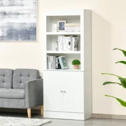 HOMCOM 72" Kitchen Buffet With Hutch, Kitchen Pantry Cupboard With 2 Door Cabinet, And 2 Adjustable Shelves, White -Homcom Shop GUEST 41157ca3 f27d 455c a70e 22877c051649