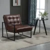 HOMCOM Mid-Century Modern Accent Chair Faux Leather Sofa Button Tufted Armchair With Metal Frame, Brown -Homcom Shop GUEST 4234121e efe6 48b4 bfd4 f89e07b8d719