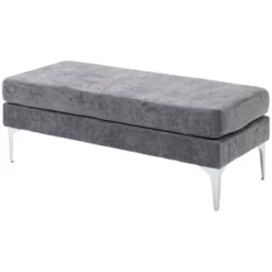 HOMCOM 47.75 Inches End Of Bed Bench, Upholstered Entryway Bench With Double Layer Seat Cushions And Steel Legs, Bedroom Bench -Homcom Shop GUEST 4271afe5 937f 45dd 8d83 294fa44bff51