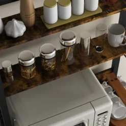 HOMCOM Kitchen Bakers Rack, Microwave Stand, Coffee Bar With Adjustable Shelves, 4 Hooks For Spices, Pots And Pans, Rustic Brown 10 HOMCOM Kitchen Bakers Rack, Microwave Stand, Coffee Bar With Adjustable Shelves, 4 Hooks For Spices, Pots And Pans, Rustic Brown -Homcom Shop GUEST 44be7c40 2da8 4784 bb0c 5f6014b9af81