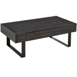 HOMCOM Mid-century Modern Coffee Table With Storage Drawer, Metal Sled Designed Legs And Wood Grain Surface For Living Room -Homcom Shop GUEST 44db0166 89b9 42d5 92ec f72006ac119a
