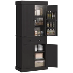 HOMCOM 71" LED Kitchen Pantry Cabinet, Tall Storage Cabinet With 6 Door Shelves, A Drawer And 4 Adjustable Shelves -Homcom Shop GUEST 4531158b beb4 41d1 ab47 f8a598bb6dbe