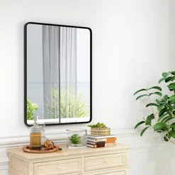 HOMCOM Aluminum Frame Wall Mounted Mirror, Decorative Rectangular Wall Mirror (Horizontal/Vertical)