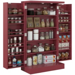 HOMCOM 41" Kitchen Pantry Storage Cabinet, Freestanding Kitchen Cabinet With Double Doors, 5-Tier Shelf, 12 Spice Racks And Adjustable Shelves -Homcom Shop GUEST 49da489a 2c7f 4a2b 8f11 25a6c81a836d