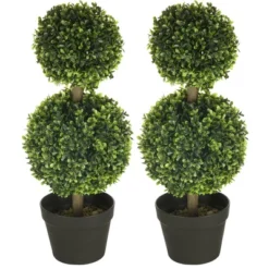 HOMCOM 2 Pack 23.5" Artificial Boxwood Topiary Ball Trees Set Of 2, Double Ball-Shaped Boxwood Artificial Topiary Plants For Indoor Outdoor, Green 9 HOMCOM 2 Pack 23.5" Artificial Boxwood Topiary Ball Trees Set Of 2, Double Ball-Shaped Boxwood Artificial Topiary Plants For Indoor Outdoor, Green -Homcom Shop GUEST 4c33cd39 5fd3 464d 84e5 988949b39f06